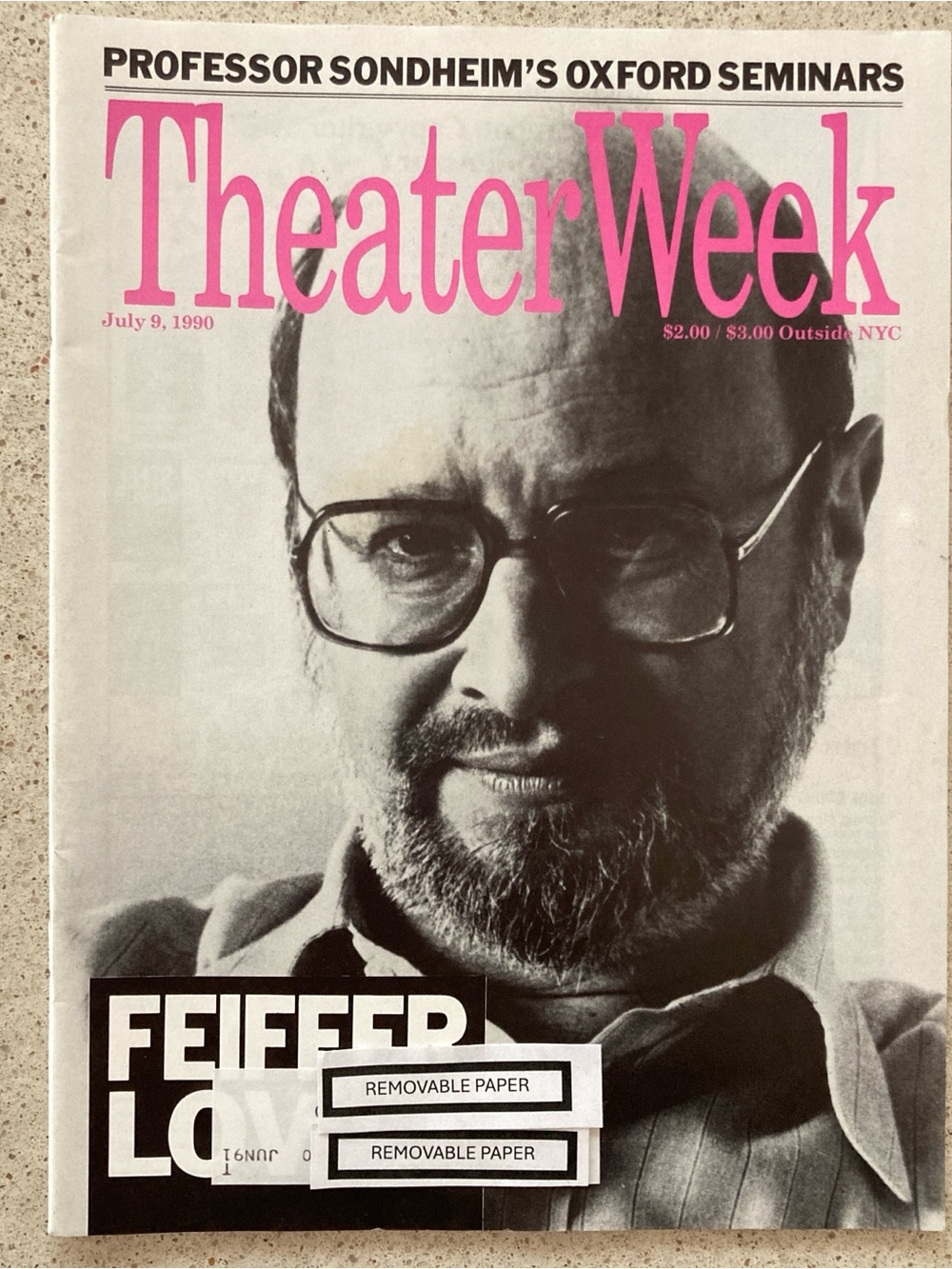 Jules Feiffer Frank Galati Theater Week Magazine July 9 1990 -  Address Attached